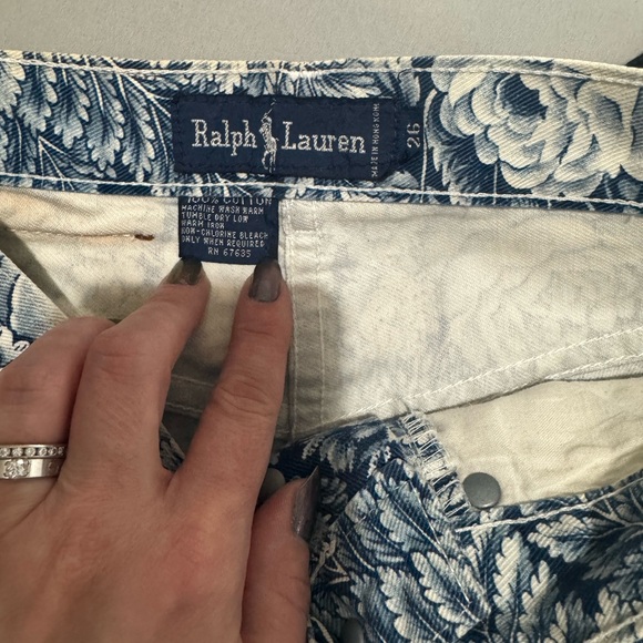 Vintage Ralph Lauren size 26 Floral Patterned Pants in Blue and White high rise - Picture 12 of 12